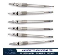 6x Candelette per NISSAN PATHFINDER III (R51) 3.0 dCi kw 170 2010- CD3164