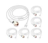 6x cavo tessile LEHA interruttore a spina bianco 3 m zoccolo lampada 1x E27 max. [EEK: E]