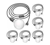 6x cavo tessile LEHA interruttore a spina nero 3 m attacco lampada 1x E27 max.