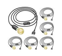 6x cavo tessile LEHA interruttore a spina nero 3 m attacco lampada 1x E27 max.