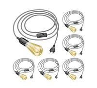 6x cavo tessile LEHA spina interruttore nero bianco seghettato 3 m presa lampada [EEK: E]