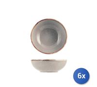 6x Ciotole Bolo H&H Reactive In Stoneware, Ø 17Cm, Grigio