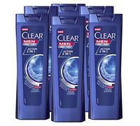 6x Clear Men Action 2in1 Shampoo Antiforfora per Tutti i Tipi di Capelli e Cute Adatto ad un Uso Frequente - 6 Flaconi da 225ml