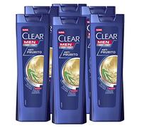 6x Clear Men Anti Prurito Shampoo Antiforfora Con Estratti di Eucalipto Lenisce la Cute e Dona Sollievo - 6 Flaconi da 225ml