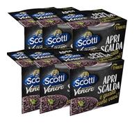 6X Confezione per Riso Scotti Apri Scalda e Gusta Venere, 6 Cup di Riso Italiano Monoporzione, Pronto in 1 Minuto, 6x200g