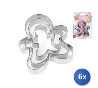 6x Confezioni 3 Tagliabiscotti Inox Omino Assortiti Linea Pasti Habi