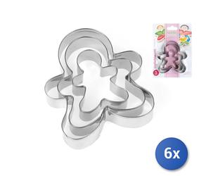 6x Confezioni 3 Tagliabiscotti Inox Omino Assortiti Linea Pasti Habi