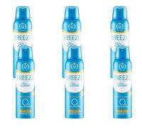 6X Confezioni per Breeze Deodorante Spray Blue, 6 flaconi da 150ml