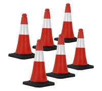 6x Coni stradali segnaletici per il traffico 51cm pilone spartitraffico bicolore