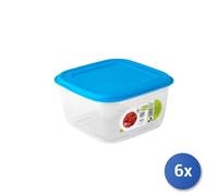 6x Contenitori Ermetici Quadrata Litri 1,5 Tappo Azzurro Gio Style