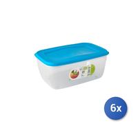 6x Contenitori Ermetici Rettangolari Litri 1 Tappo Azzurro Gio Style