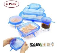 6x Coperchi in silicone estensibili per contenitori tappi elastici conserve cibo