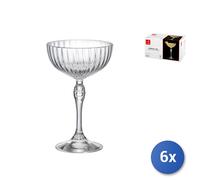 6x Coppe America '20 Per Cocktail Vetro Trasparente Cl23