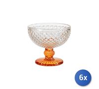 6x Coppe In Vetro Diamantato arancio Con Piatti 11 cm H&H