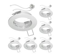 ledscom.de 6 pezzi cornice da incasso a soffitto FERE, rotonda, bianco lucido (LED/alogeni/MR16/50mm) incl. presa GU5.3
