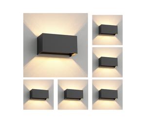 6x CUBEL applique per esterni IP65 up/downlight antracite opaco rettangolare 2x