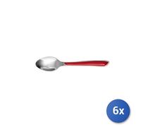 6x Cucchiaini Da Caffe' Eclat Manico Rosso In Acciaio Inox