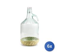 6x Dama Home in vetro trasparente con capacità 5 lt con Fondi di paglia e tappo