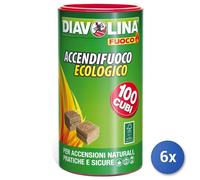 Diavolina accendigrill ecologica 100 cubetti accendifuoco per barbecue e camini