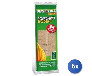 6x Diavolina 24 Cubi Accendifuoco Ecologica