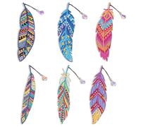 6x DIY Incompiuto Diamante Pittura Piuma Rétro Segnalibro Crystal Ciondolo Hobby