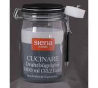 6x Drahtbügel-glas " Cucinare " 1,0 L con Perno, Spugna, Coperchio da Scrivere