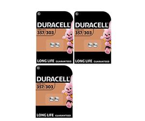 6X Duracell 357/303 SR44 Con Ossido D'Argento (3 Blister Da 2 Batterie) 6 Pile