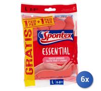 6x Essential Guanti Per Piatti Felpati L 2 Paia Spontex