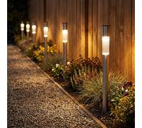 6x Esterno Lampada Solare LED Luce con Picchetto Acciaio Inox Strada da Giardino