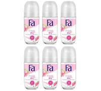 6x Fa Fresh & Dry Peony Sorbetto Profumo Deodorante Antitraspirante Roll On...