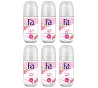 6x Fa Fresh & Dry Peony Sorbetto Profumo Deodorante Antitraspirante Roll On 6...