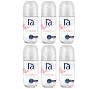 6x Fa Invisible Sensitive Deodorante Antitraspirante Roll On Profumo di Musch...