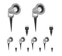 ledscom.de 6 faretti da giardino DUK con picchetto da terra per esterni, IP65, con spina, grigi, incl. LED GU10 da 510 lm, bianco caldo