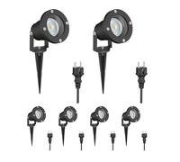ledscom.de Faretto da giardino a 6 LED DUK nero con picchetto a terra per esterni, alluminio, incl. lampada LED GU10 (bianco caldo, 5,4W, 510lm, 45°)