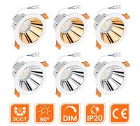 6x Faretto LED da Incasso 3CCT Dimmerabile 6W Antiriflesso 75-80mm Spot Lampa...