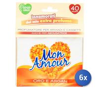 6 PEZZI Felce Azzurra Mon Amour Oro e Argan Profumatore Armadio Cassetti 12 g