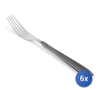 6x Forchette Da Tavola In Acciaio Inox Eclat, Manico Grigio
