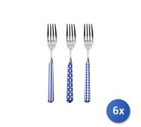 6x Forchette In Acciaio Inox Da Tavola Provence Con Decoro Blu