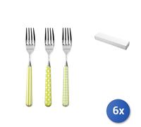 6x Forchette In Acciaio Inox Da Tavola Provence Con Decoro Verde