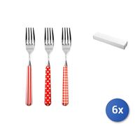 6x Forchette In Acciaio Inoxda Tavola Provence Con Decoro Rosso