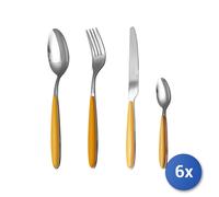 6x Forchette Pauline In Inox Con Manico Colore Arancio, Rombo