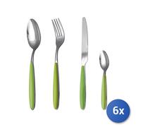 6x Forchette Pauline In Inox E Manico Colore Verde, Rombo