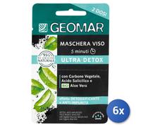 6x Geomar Viso Maschera 15 Ml. Detox Carbone/Ac.Sal Made In Italy