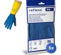 6x Guanti Lavoro Bicolore Lattice Felpato Tg.M Reflexx 96 Made In Italy