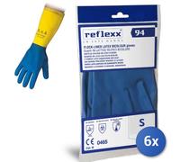 6x Guanti Lavoro Bicolore Lattice Felpato Tg.S Reflexx 96 Made In Italy