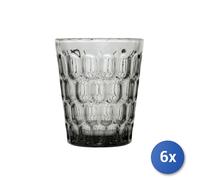 6x H&H Bicchieri Blow in vetro lavorato colore grigio cl 32.