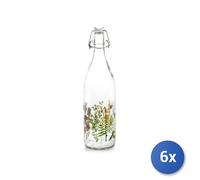 6x H&H Bottiglia Bloom in vetro decorato lt 1