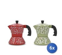 6x H&H Caffettiere Azalea in alluminio e acciaio inox 3 tazze assortito