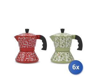 6x H&H Caffettiere Azalea in alluminio e acciaio inox 3 tazze assortito