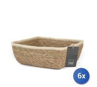 6x H&H Cesti in tifa e juta intrecciato con bordo forma quadrata cm 20x8h